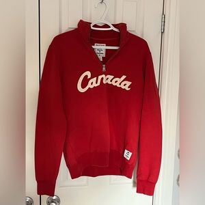 RED ROOTS CANADA QUARTER ZIP SWEATER SIZE WOMENS US MEDIUM